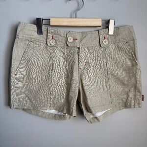 Carry Women's XL Linen Blend Preppy Beach Shorts Greenish-Beige Festival Summer‎